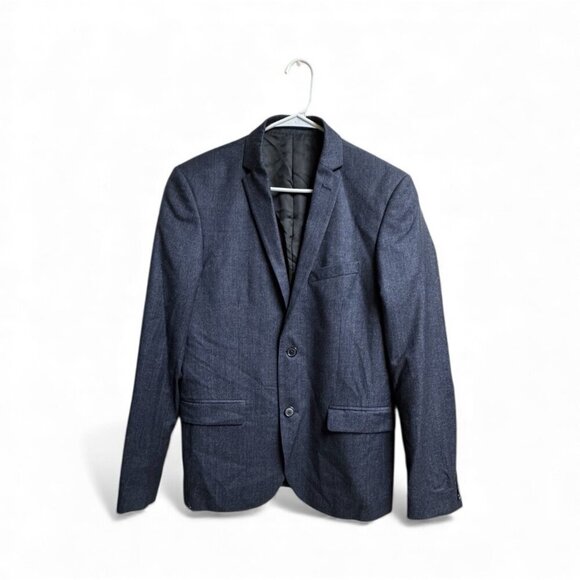 H&M Other - H&M Tollegno 1900 Merino Wool Blazer Slim Fit Gray Jacket 38R Elbow Patches